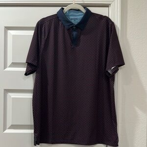 Rhône Blue and Red Polo Shirt Performance Fabric